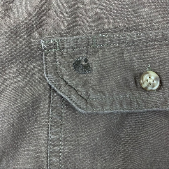 Carhartt Chest Pocket Button Down Brown Long Sleeve Men’s Size Large - Picture 2 of 10